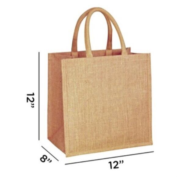 7 Burlap Jute Tote Bags 12x12x8 Wedding Welcome Gift Eco Party Favor Bags Rustic - Picture 3 of 6